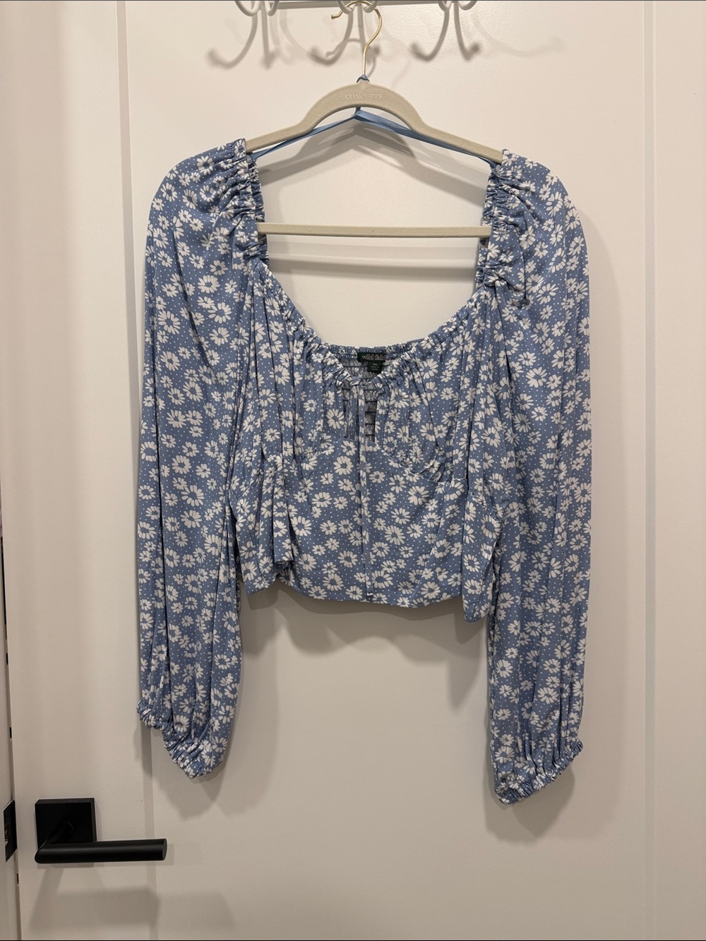 wild fable Blue Floral Peasant Blouse